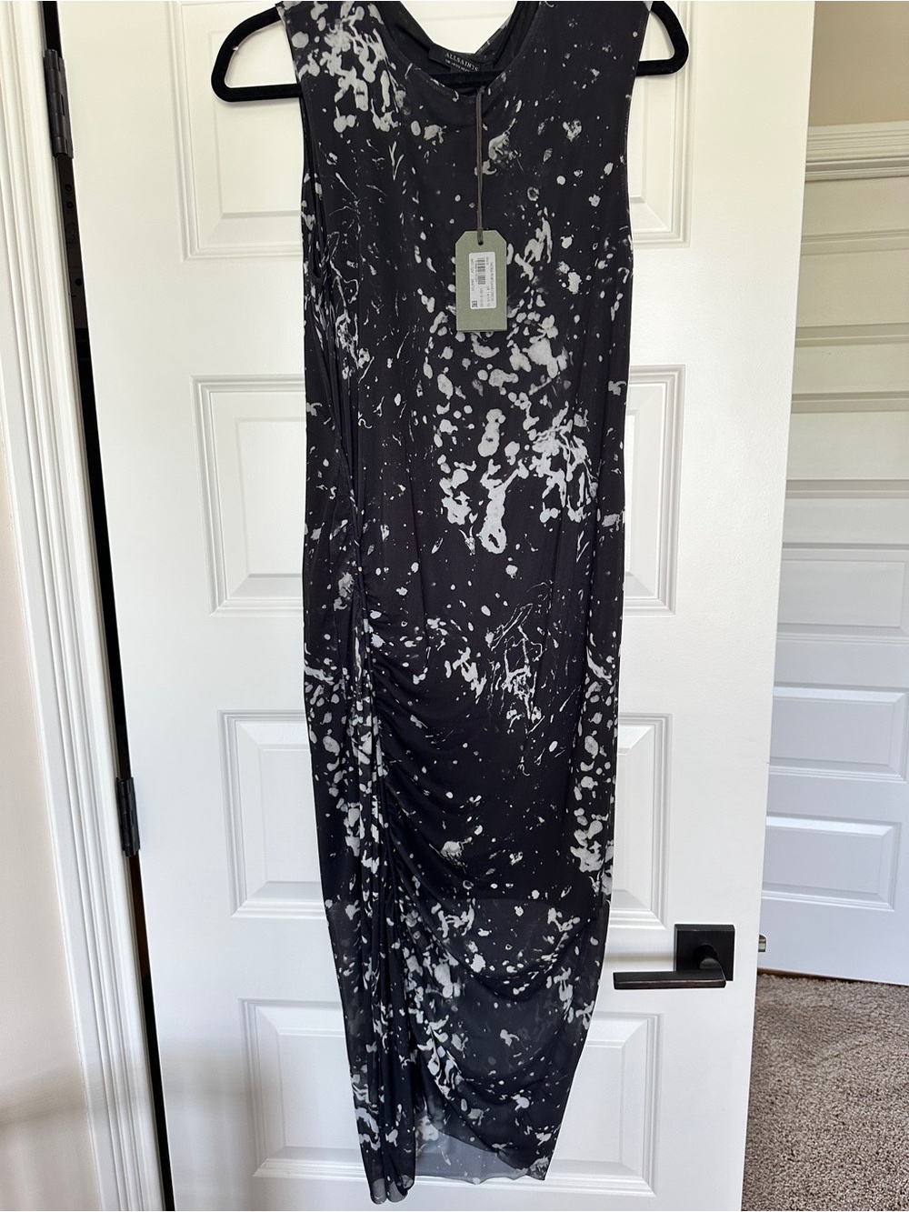 All Saints Black and White Long Sleeve Maxi Dress - Picture 4 of 6